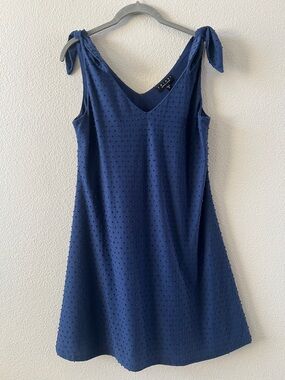 Trixxi Navy Textured Tie-Shoulder Mini Dress
